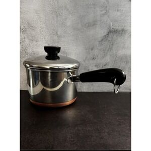 Revere Ware 1 1/2 Quart Qt  Saucepan With Lid  1801 Copper Bottom Vintage 79